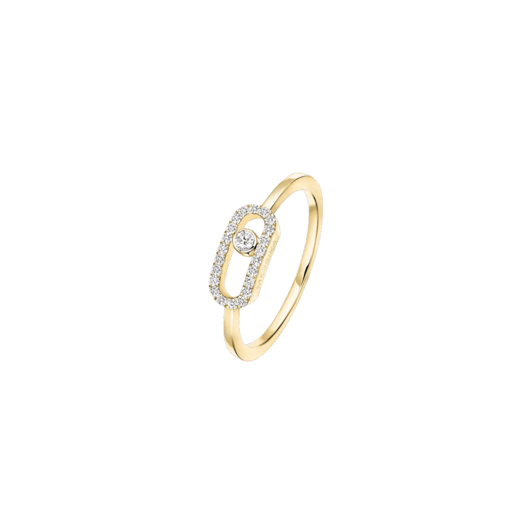 Move Uno Yellow Gold Pavé Diamond Ring