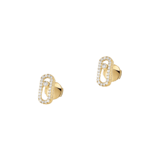 Messika Move Uno Pavé Diamond Yellow Gold Stud Earrings