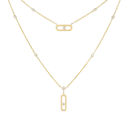 Move Uno 2 Rows Yellow Gold Diamond Necklace