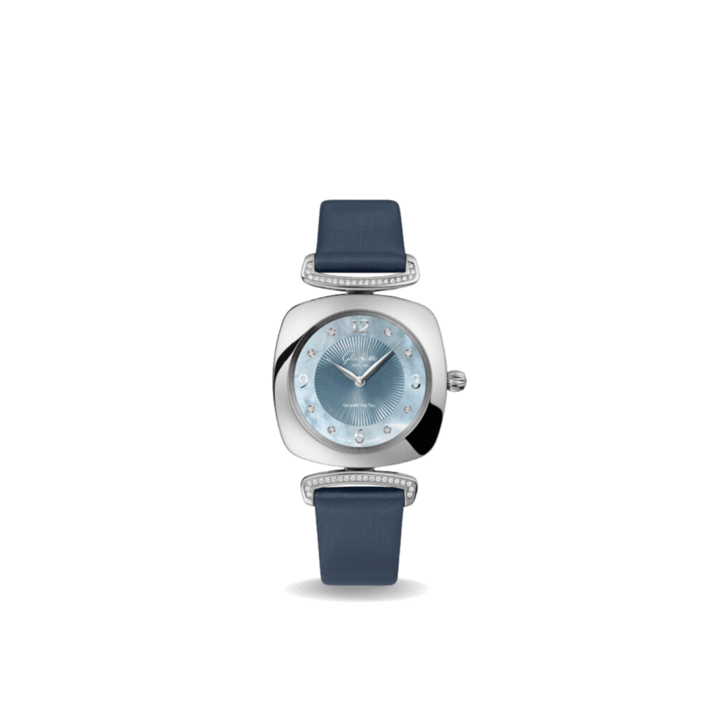 Glashütte Original Pavonina 31x31mm, Diamonds, Blue Mother-of-Pearl Dial