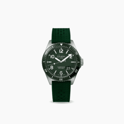 Glashutte Original SeaQ Panorama Date, 43.2mm, Green Dial and Green Rubber Strap