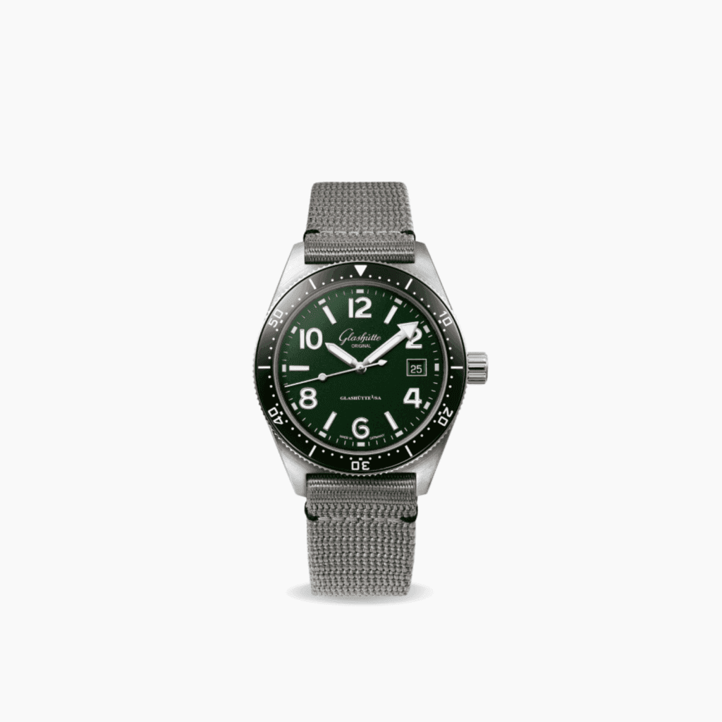 SeaQ Diver's Watch 39.5mm, Green Dial, Green Dial, Grey Nylon Strap