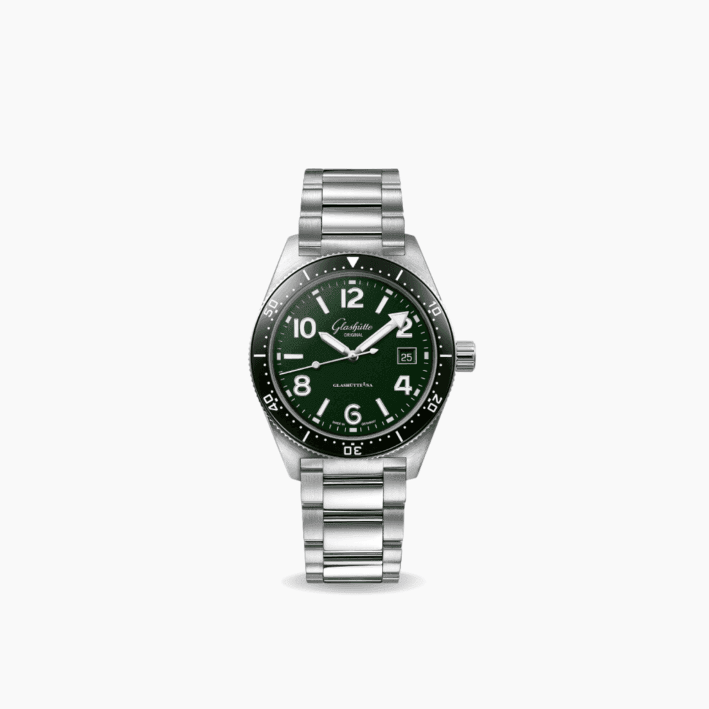 Glashütte SeaQ 39.5mm Watch, Green Dial, Stainless Steel
