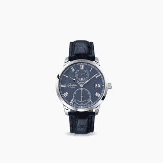 Glashütte Original Senator Chronometer 42mm, Varnished Blue-Graine Dial, 18K White Gold