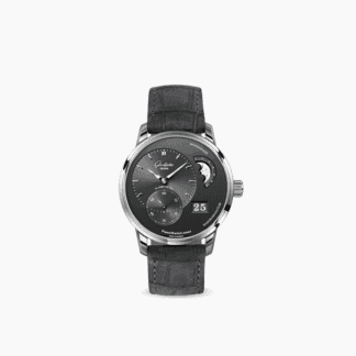 Glashütte Original PanoMaticLunar 40mm, Stainless Steel, Grey Leather Strap