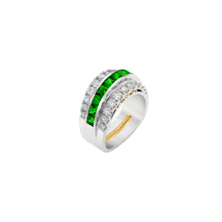 Montecristo Cleopatra Center Set Emerald & Diamond Ring