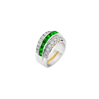 Montecristo Cleopatra Center Set Emerald & Diamond Ring