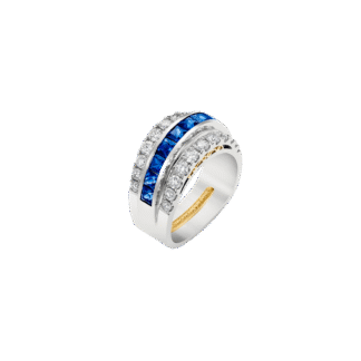 Montecristo Cleopatra Center Set Blue Sapphire & Diamond Ring