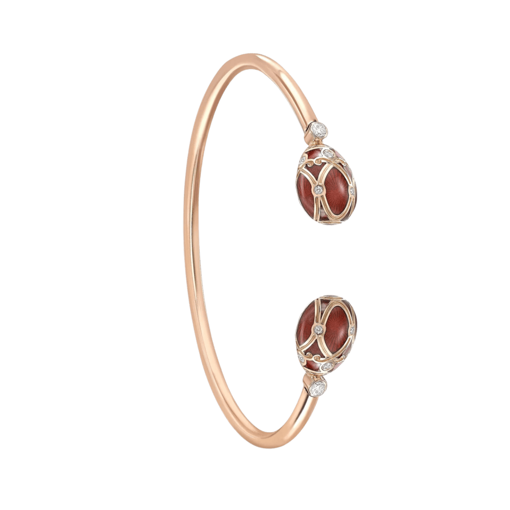 Heritage Palais Rose Gold Diamond & Red Guilloché Bracelet