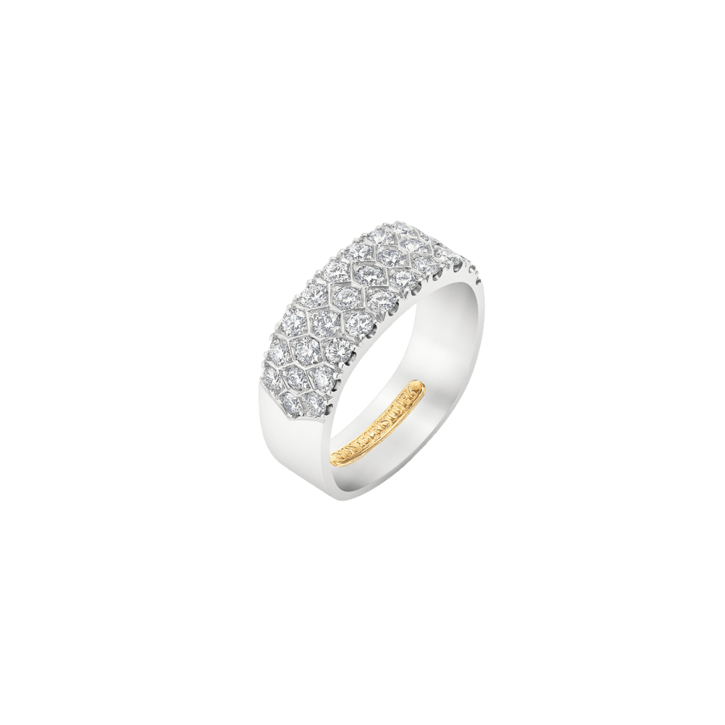 Montecristo Open Honeycomb Diamond Ring - 19K White Gold