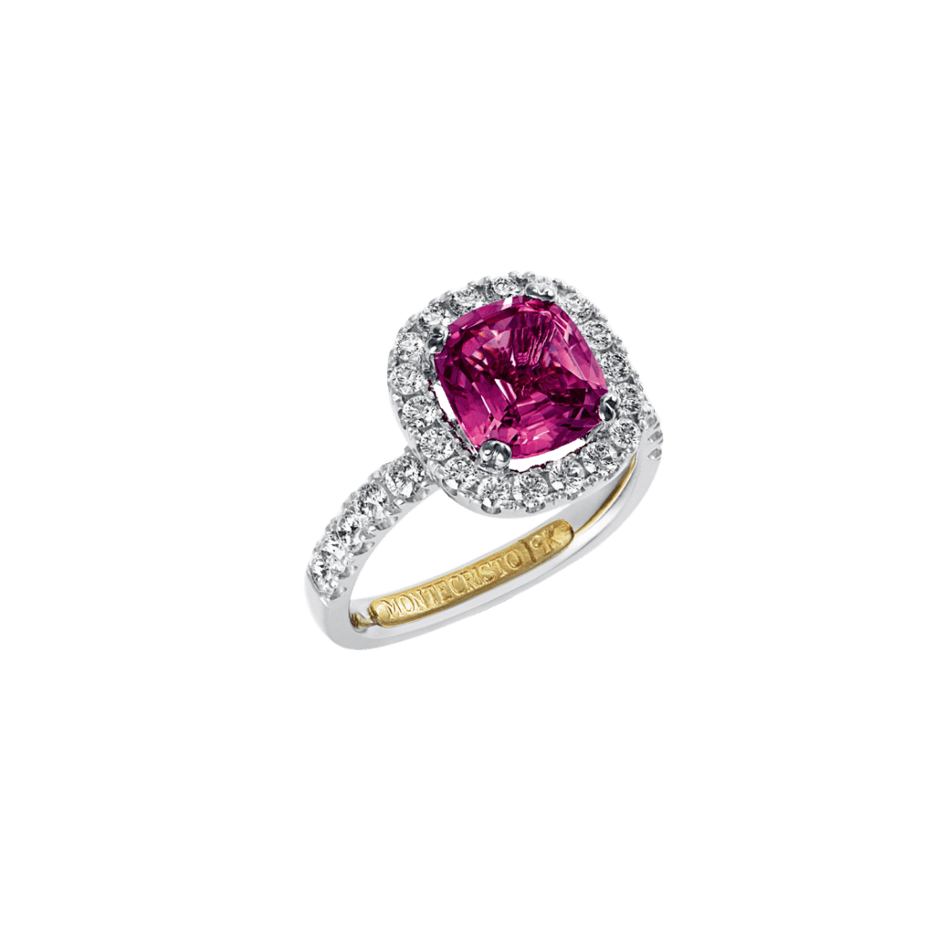 Montecristo Halo Pink Sapphire Diamond Ring