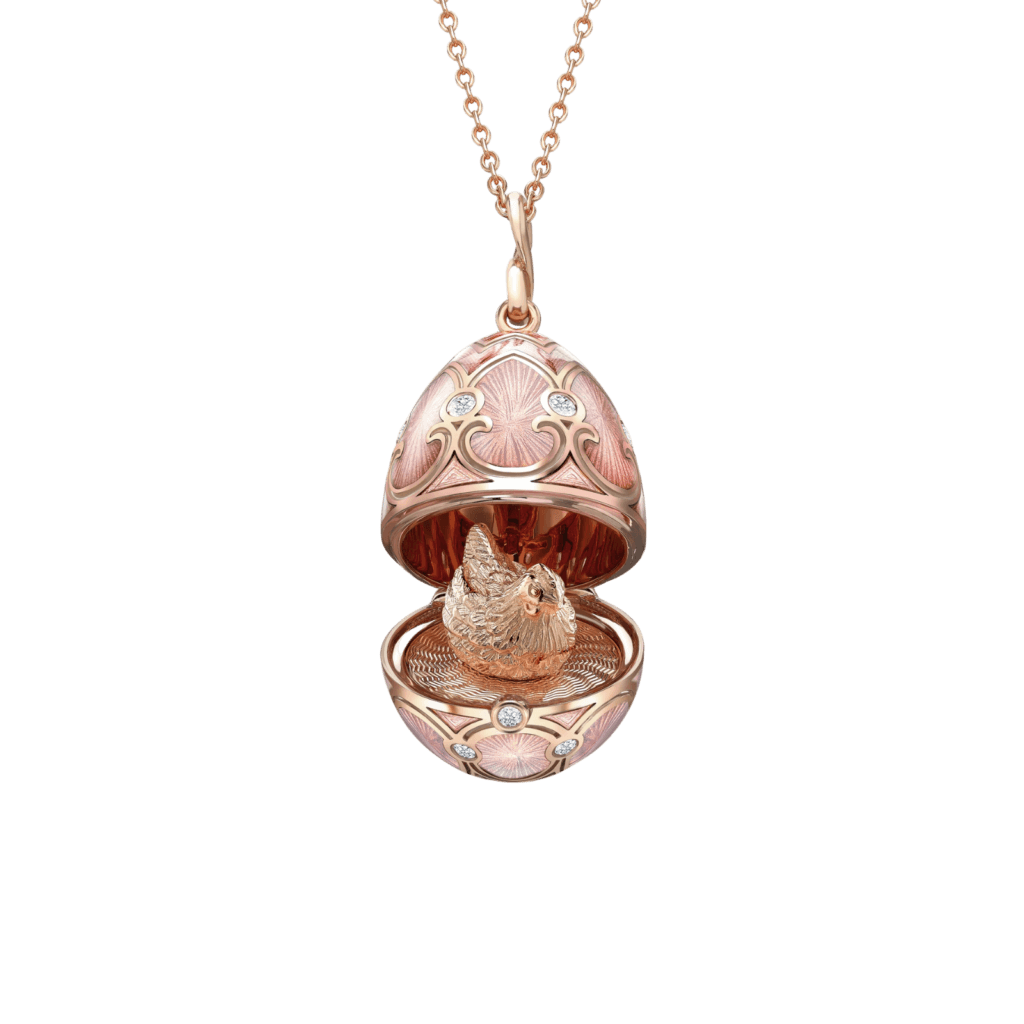 Fabergé Heritage Pink Guilloché Enamel Hen Surprise Locket