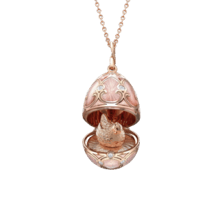 Fabergé Heritage Pink Guilloché Enamel Hen Surprise Locket