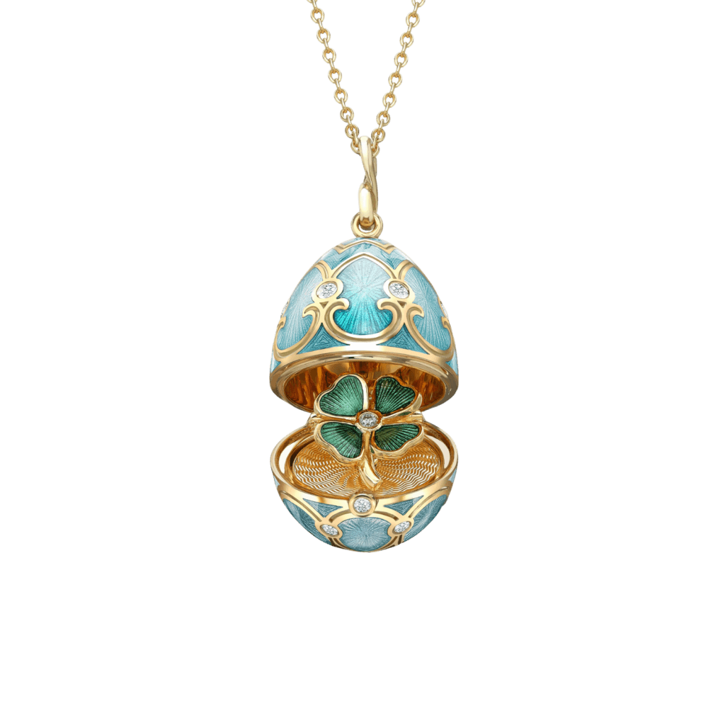 Fabergé Heritage Turquoise Guilloché Enamel Clover Surprise Locket