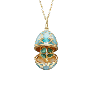 Fabergé Heritage Turquoise Guilloché Enamel Clover Surprise Locket