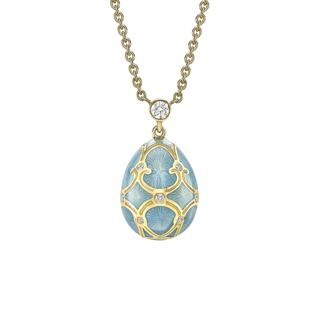 Faberge Heritage Turquoise Guilloché Enamel Petite Egg Pendant