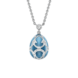 Fabergé Heritage Teal Guilloché Enamel Petite Egg Pendant