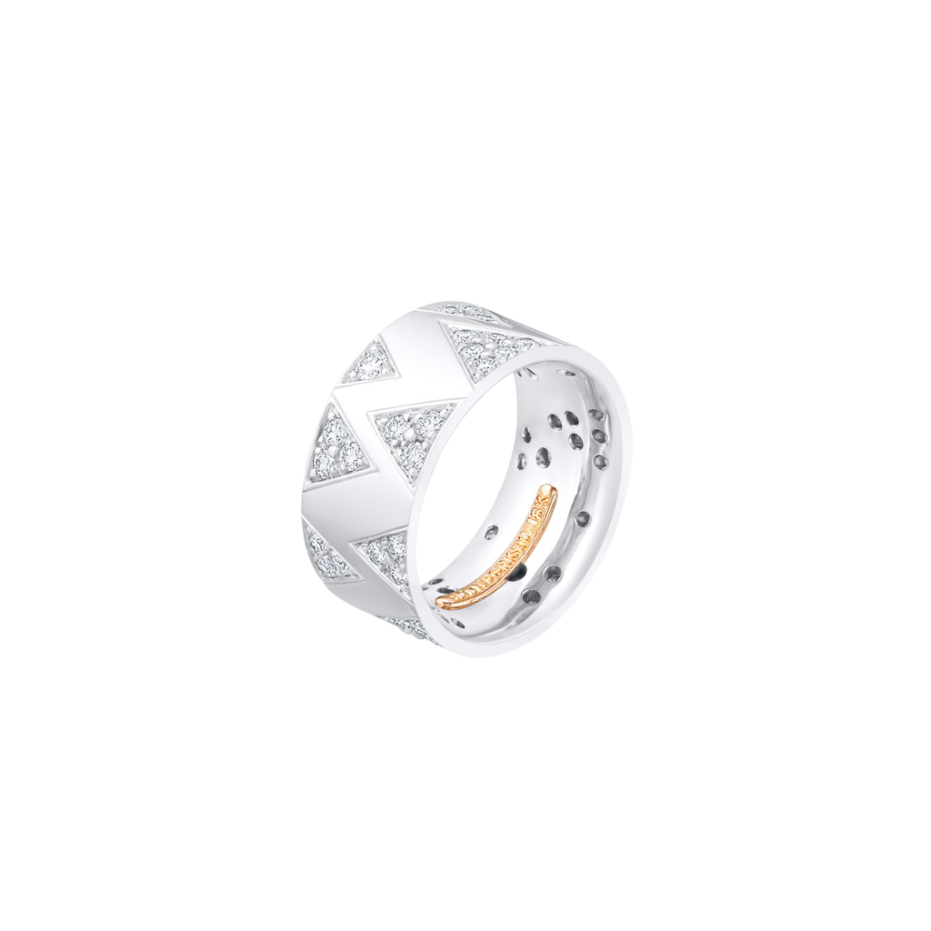 Montecristo Delta Diamond Wedding Band in 19K White Gold