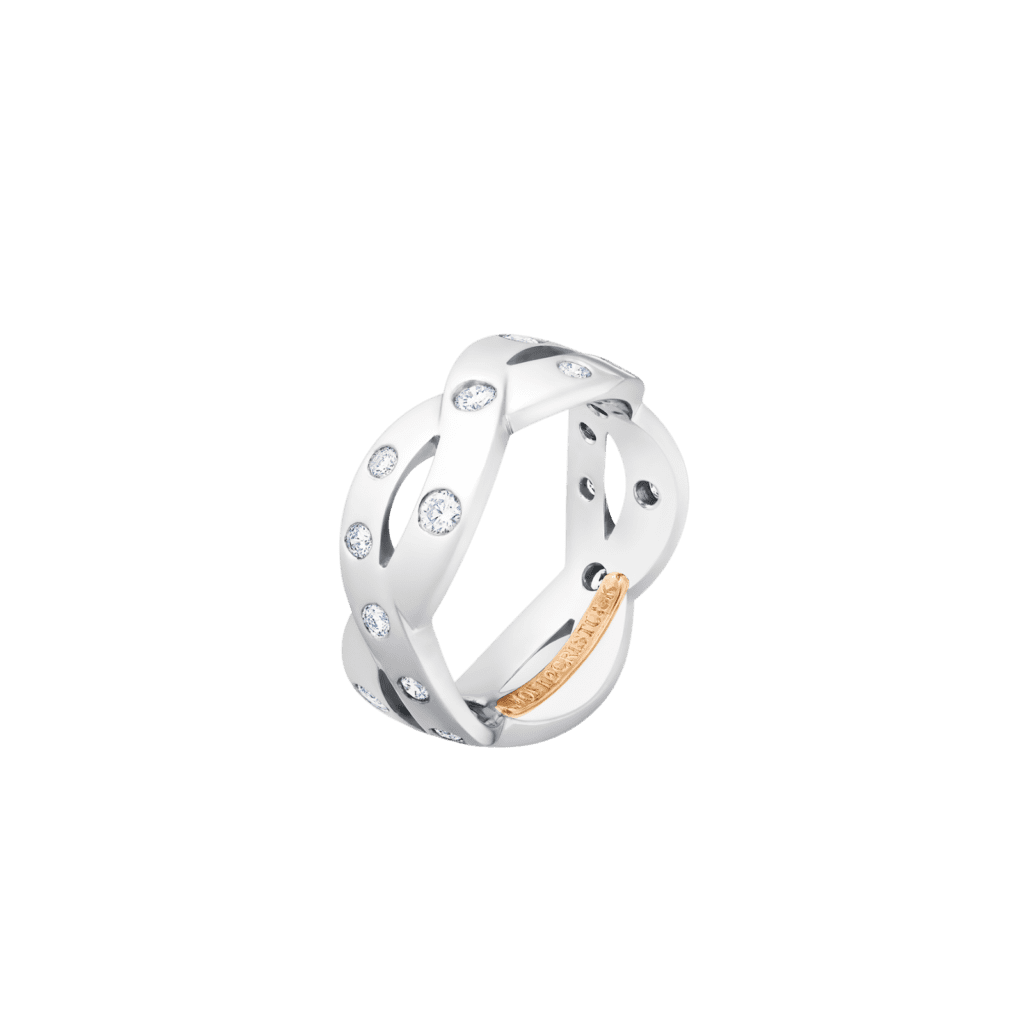 Montecristo Intersecting Diamond Wedding Band in 19K White Gold