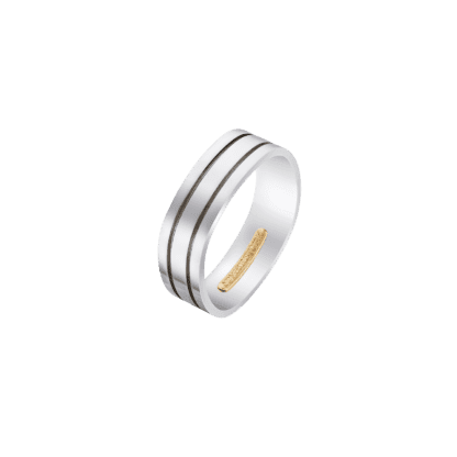 Montecristo 2 Track Engraved Wedding Band - 18K White Gold
