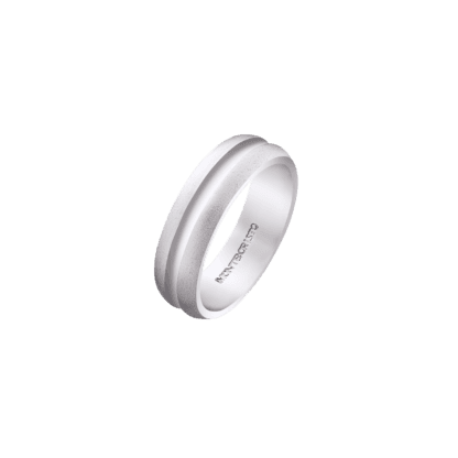 Montecristo Track Engraved Wedding Band in 19K White Gold