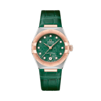 OMEGA Constellation 29mm, steel - Sedna™ gold on green leather strap