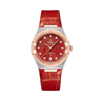 OMEGA Constellation 29 mm, steel - Sedna™ gold on red leather strap