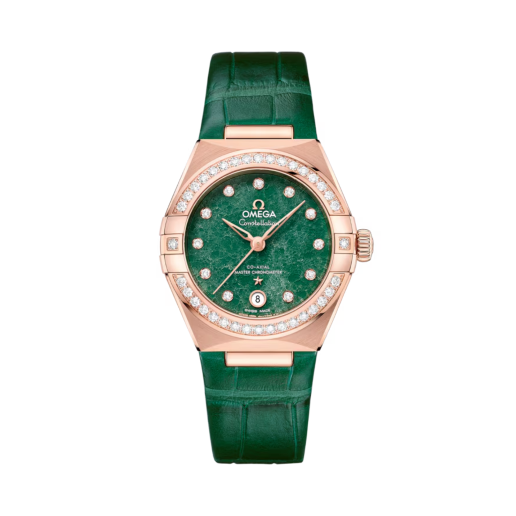 Constellation 29mm, Sedna™ gold on green leather strap