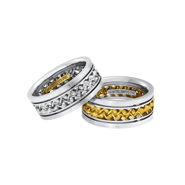 Montecristo Woven Wedding Bands- 19K White Gold & 18K Yellow