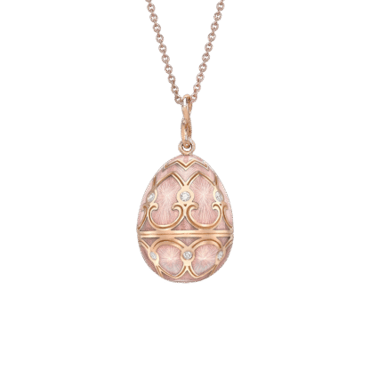 Fabergé Heritage Pink Guilloché Enamel Egg Pendant