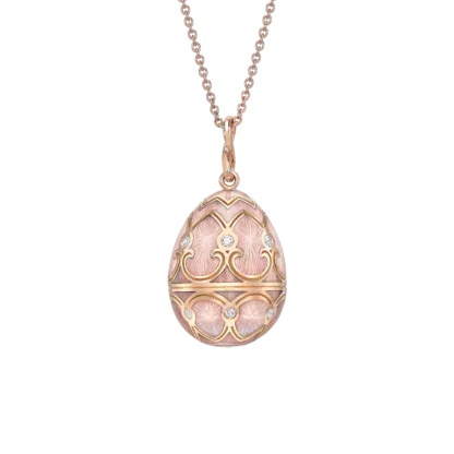Fabergé Heritage Pink Guilloché Enamel Egg Pendant