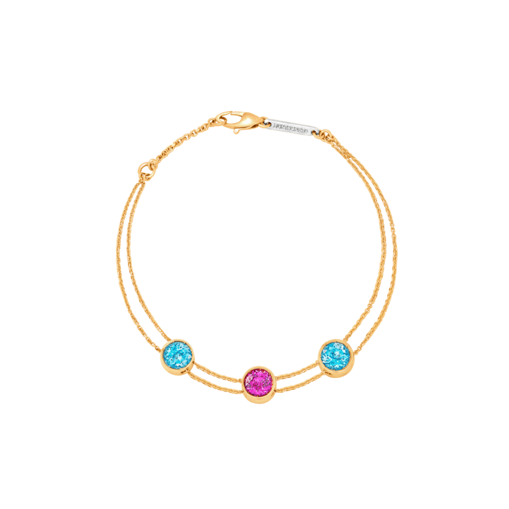 Montecristo Fiore Blue Topaz & Pink Sapphire Bracelet in 18K Yellow Gold