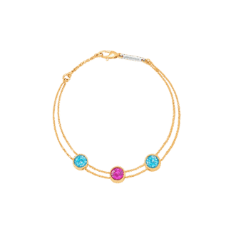 Montecristo Fiore Blue Topaz & Pink Sapphire Bracelet in 18K Yellow Gold