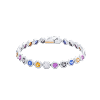 Montecristo Jewellers Multi-Colour Gemstone Bracelet- 19K White Gold