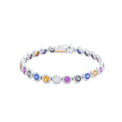 Montecristo Jewellers Multi-Colour Gemstone Bracelet- 19K White Gold