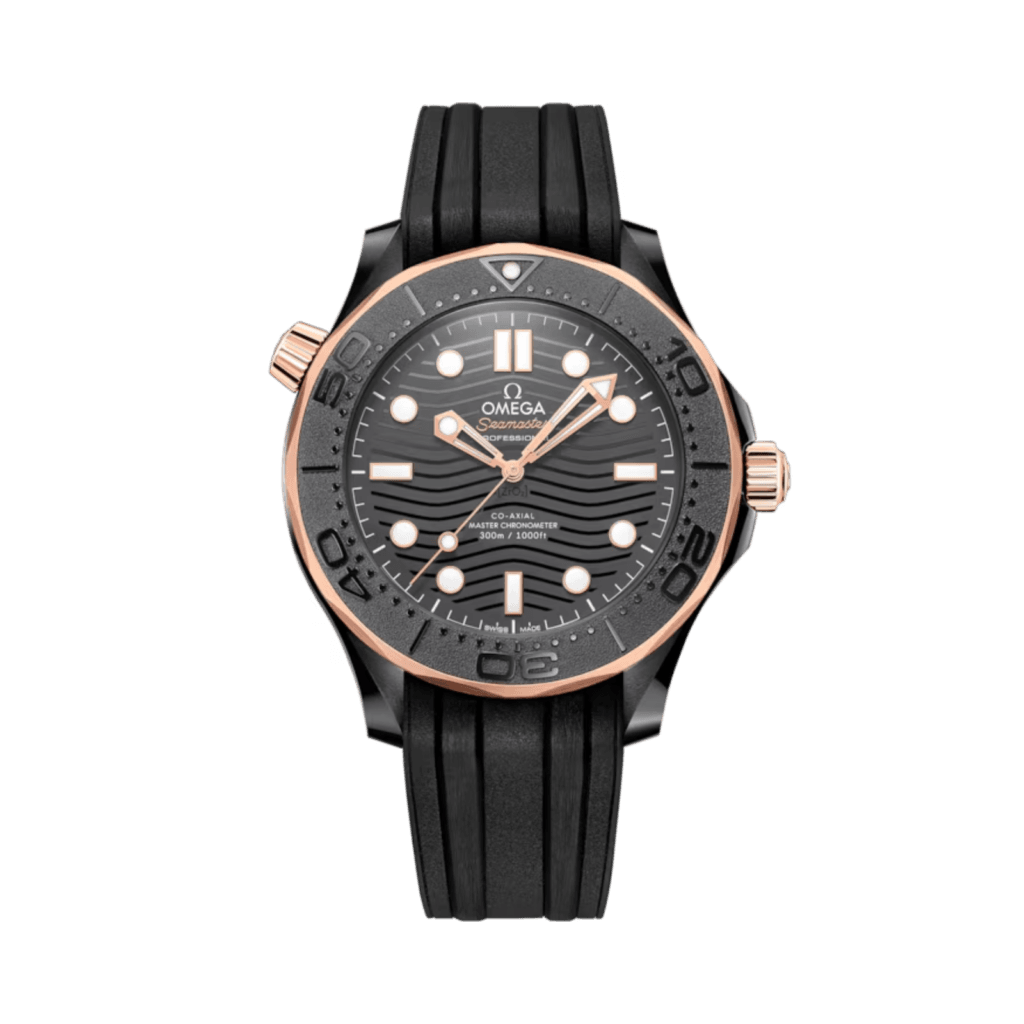 OMEGA Seamaster Diver 300M 43.5 mm, black ceramic on rubber strap 