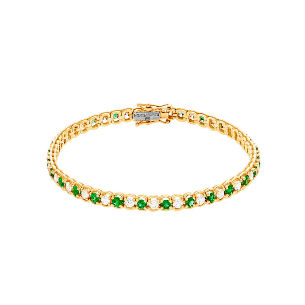 Montecristo Diamonds & Emeralds Tennis Bracelet in 18K Yellow Gold