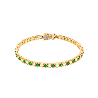 Montecristo Diamonds & Emeralds Tennis Bracelet in 18K Yellow Gold