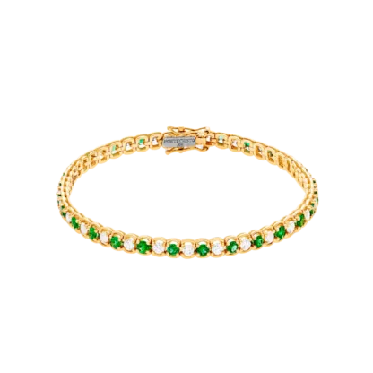 Montecristo Diamonds & Emeralds Tennis Bracelet in 18K Yellow Gold