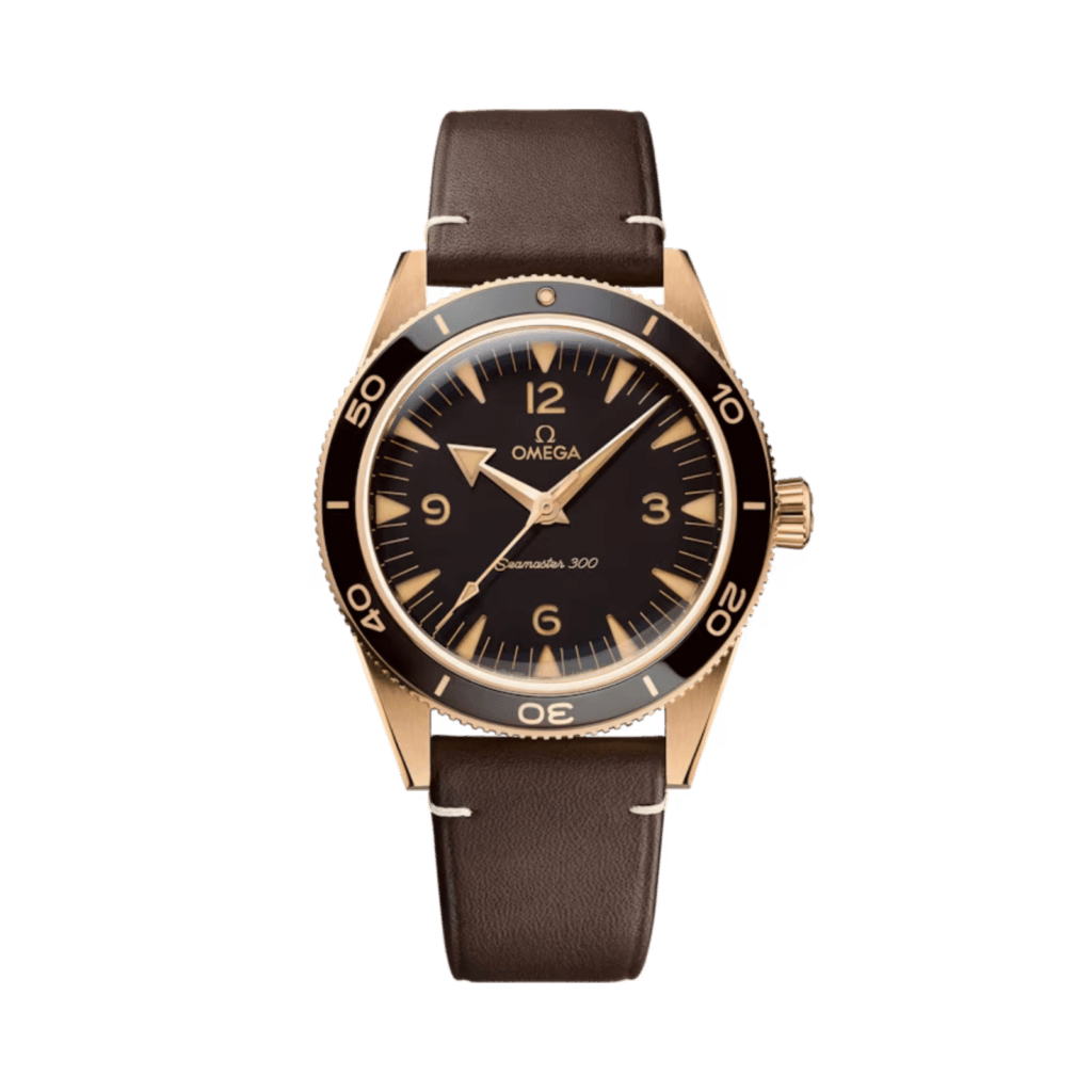 OMEGA Seamaster 300 41 mm, Bronze gold on brown leather strap