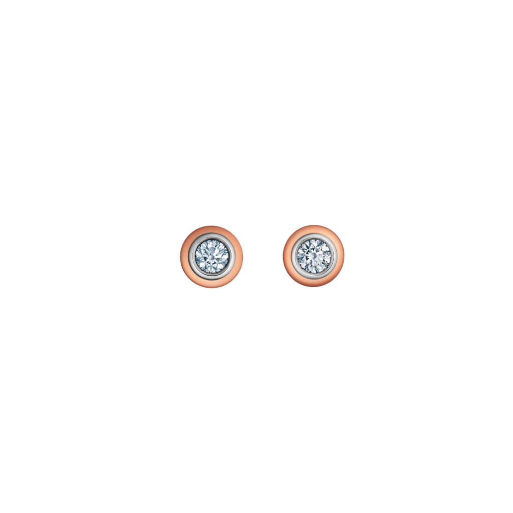 Montecristo Round Diamond Stud Earrings-18K Rose Gold