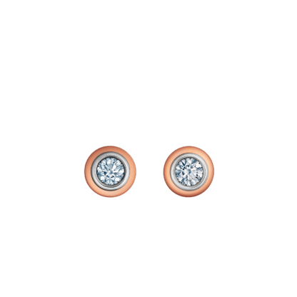 Montecristo Round Diamond Stud Earrings-18K Rose Gold