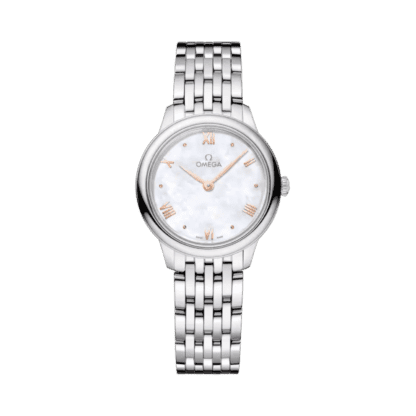 OMEGA De Ville Prestige 27.5 mm Quartz Watch with White Mother-of-Pearl Dial