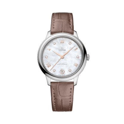 OMEGA De Ville Prestige 34 mm, steel on Taupe leather strap