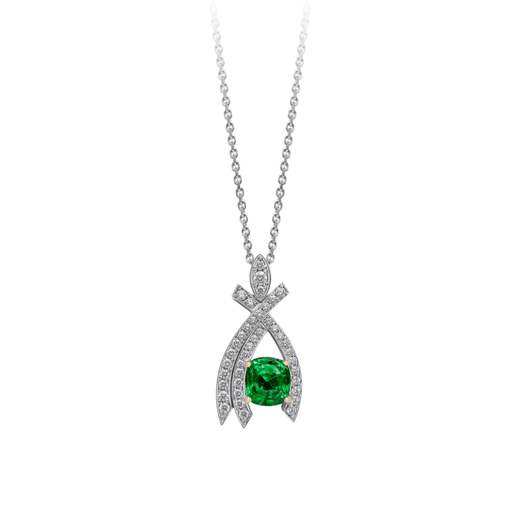 Montecristo Orchid Emerald Pendant in 19K White Gold