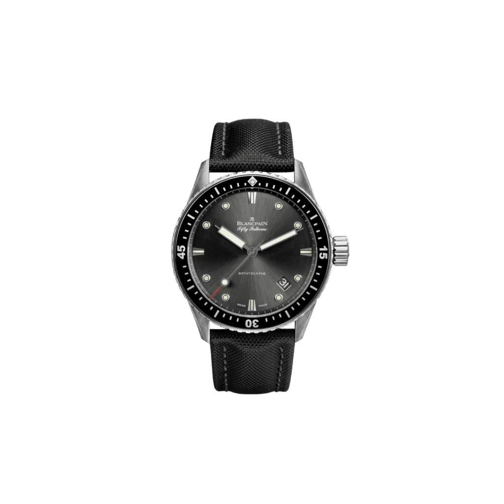 Blancpain Bathyscaphe 43mm, Meteor Grey Dial, Canvas Strap