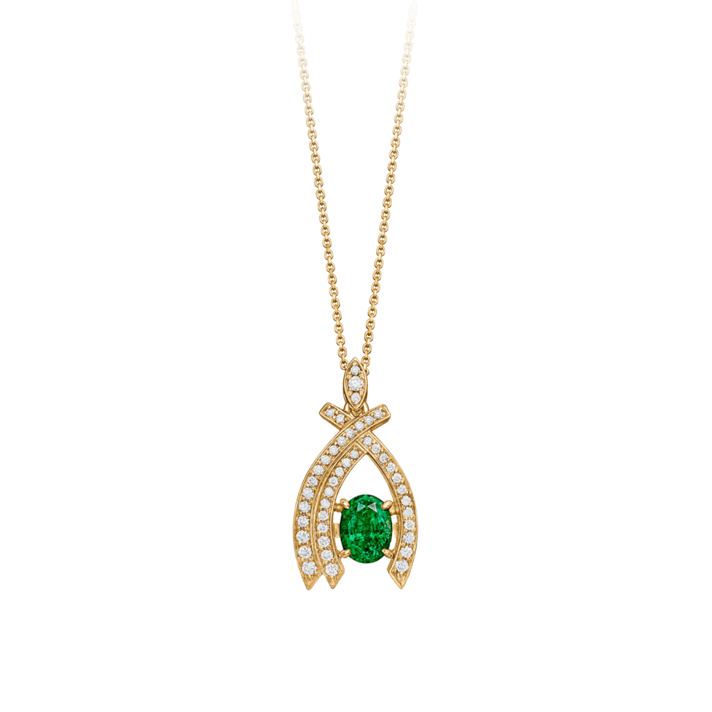 Montecristo Orchid Emerald Pendant in 18K Yellow Gold