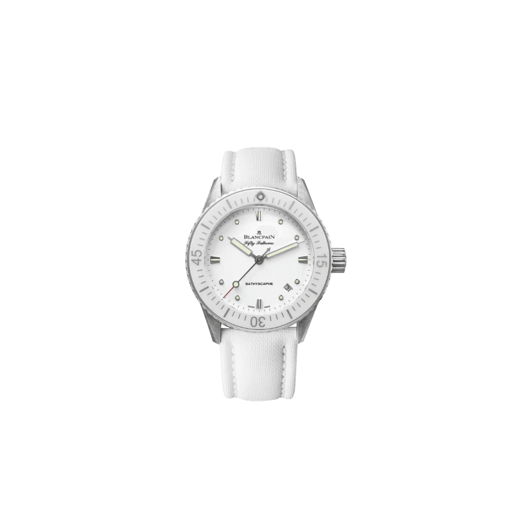 Bathyscaphe 38mm, White Dial & White Strap