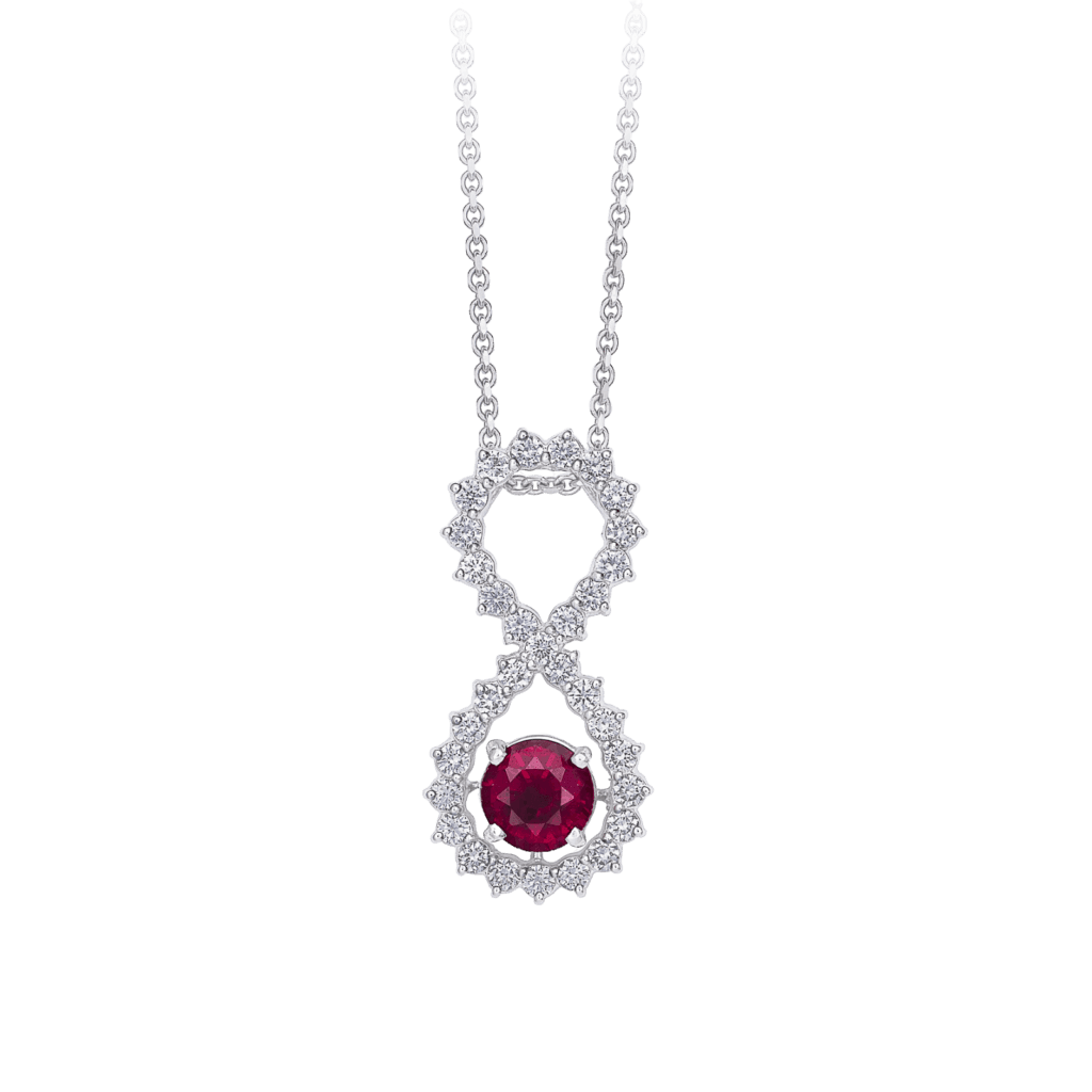 Montecristo Otto Pendant in 19K White Gold with Ruby & Diamonds