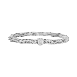 Roberto Coin Primavera Diamond Twist Bangle-18K White Gold
